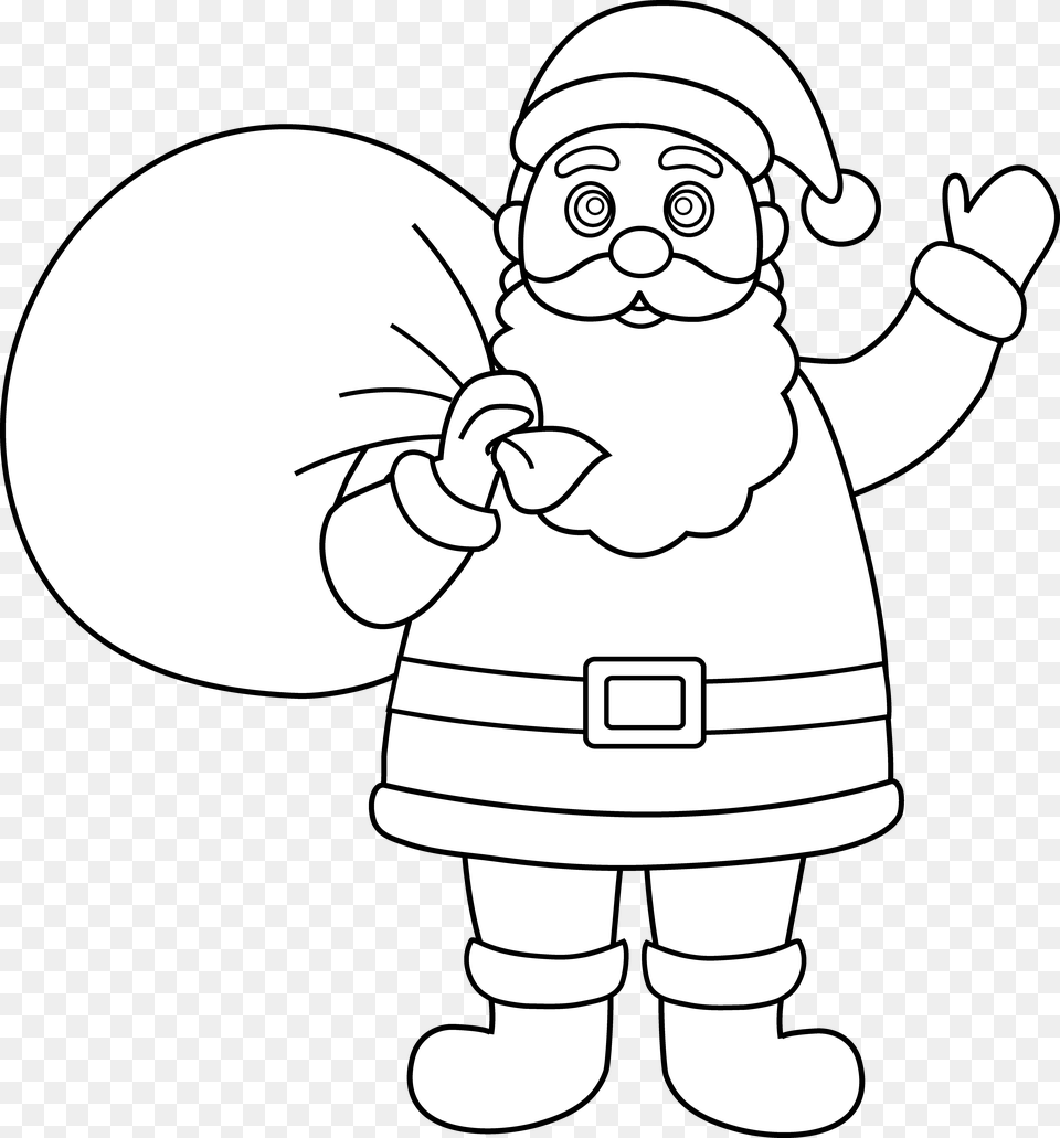 Jolly Santa Claus Coloring Page, Face, Head, Person, Art Free Png