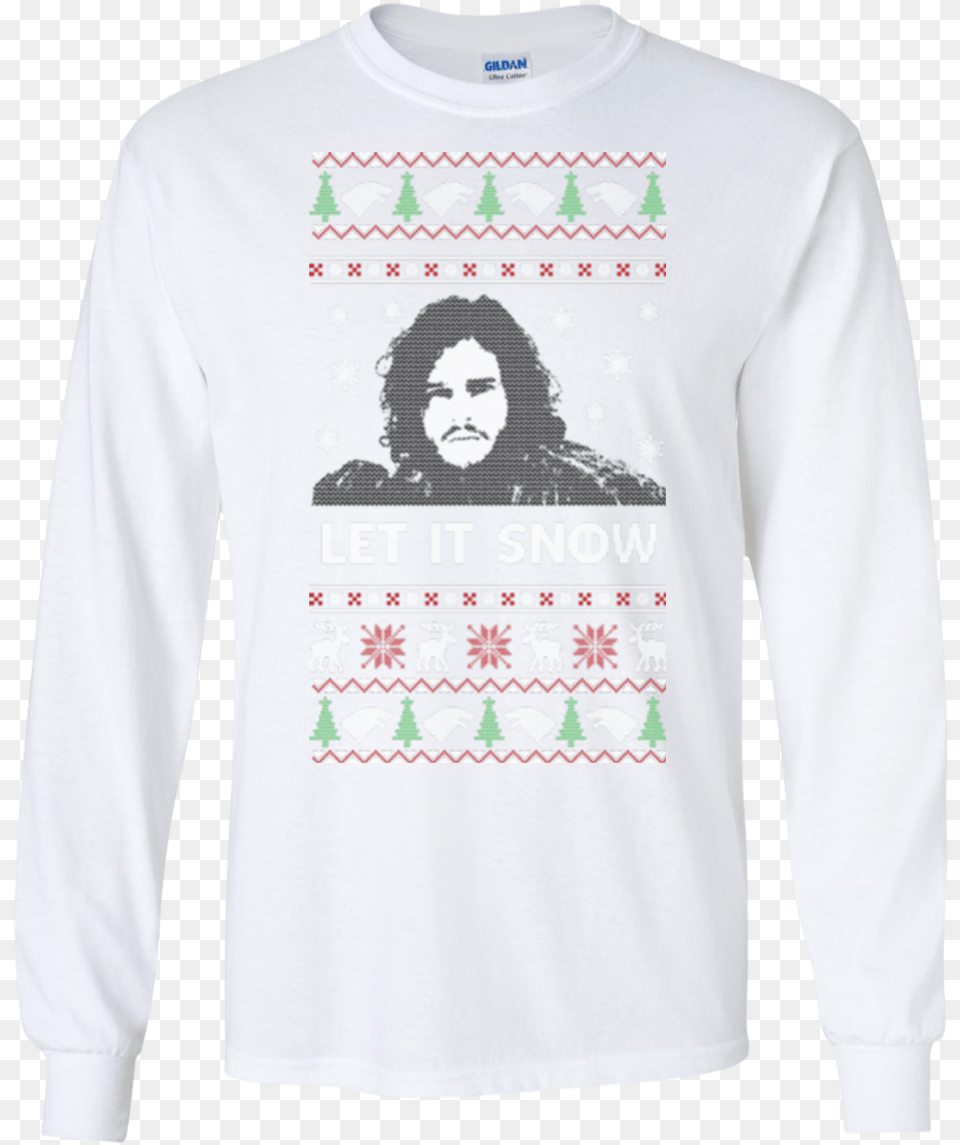 Jon Snow Ugly Christmas Shirts Let It Snow Hoodies Long Sleeve Starbucks Shirt, Long Sleeve, Clothing, T-shirt, Face Free Png