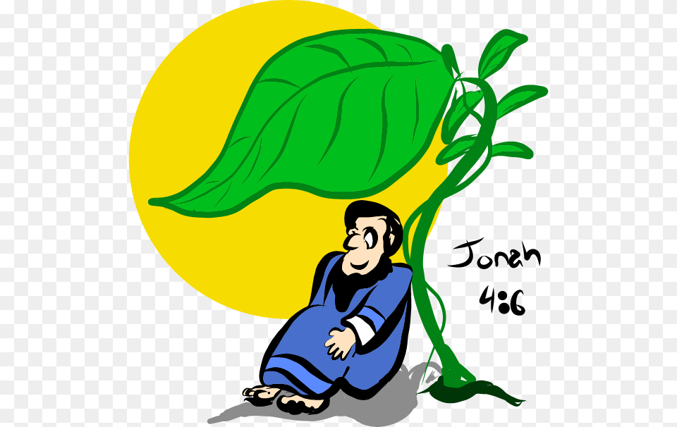 Jonah Bible Story Messages Sticker 6 Clipart Jonah With Tree Cartoon, Herbs, Plant, Leaf, Herbal Png