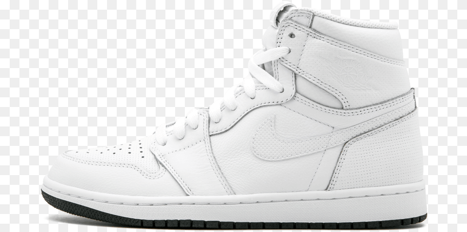 Jordan 1 High All White, Clothing, Footwear, Shoe, Sneaker Free Png