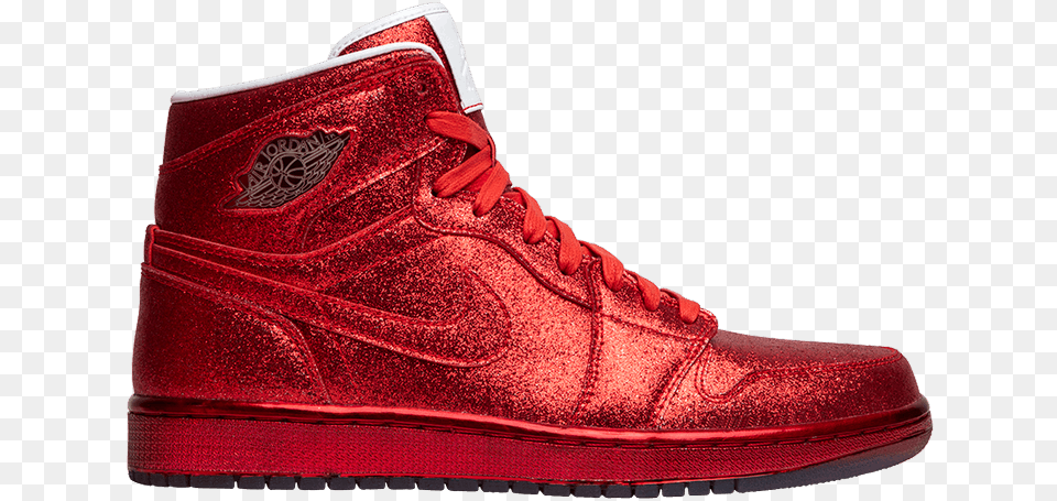 Jordan 1 Retro Legends Of Summer Red Glitter, Clothing, Footwear, Shoe, Sneaker Free Png