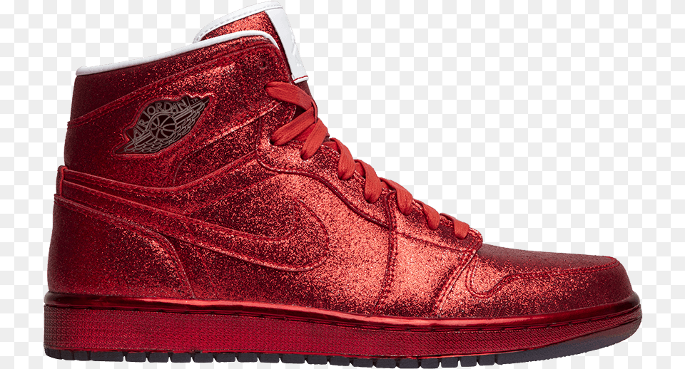 Jordan 1 Retro Legends Of Summer Red Glitter, Clothing, Footwear, Shoe, Sneaker Free Png Download