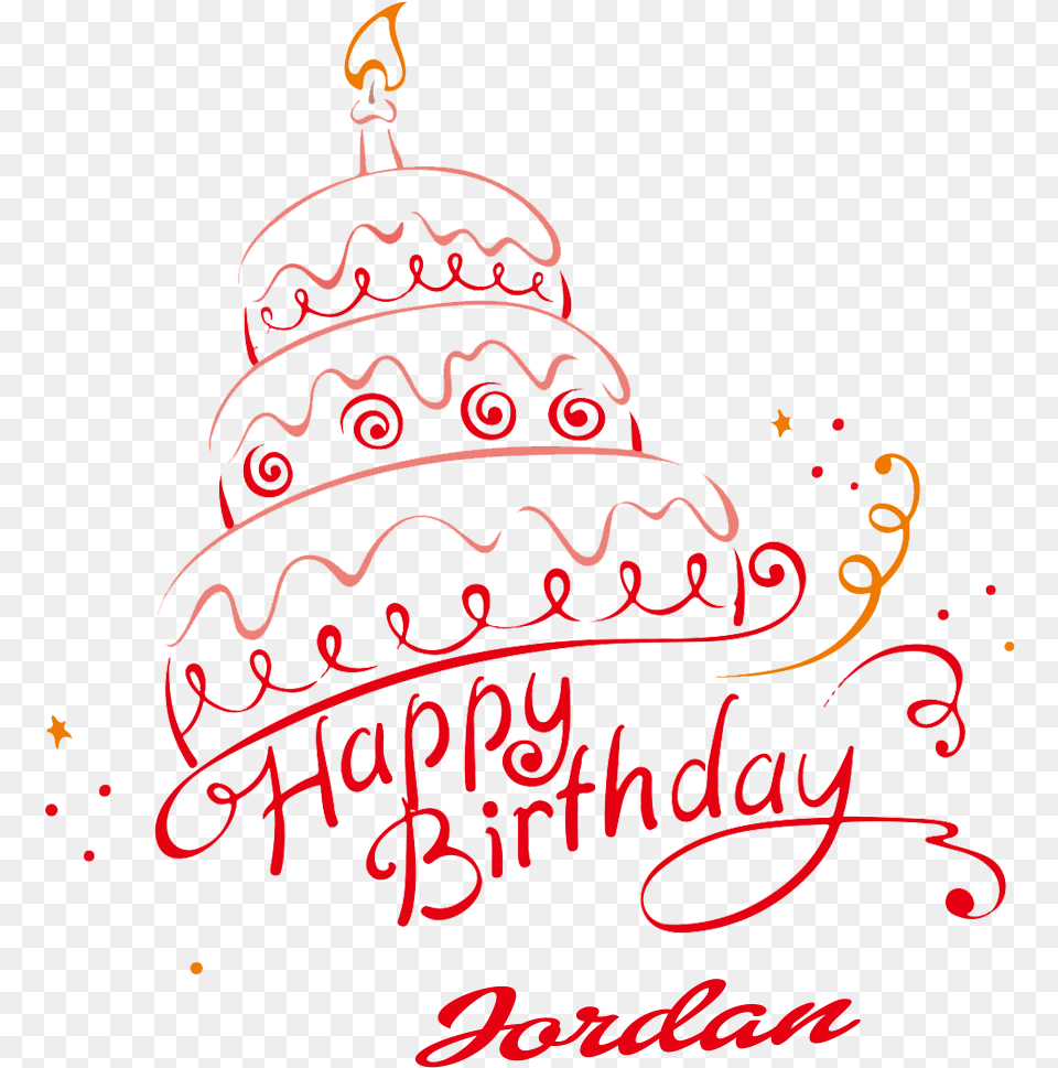 Jordan Happy Birthday Vector Cake Name Calligraphy, Text Free Png