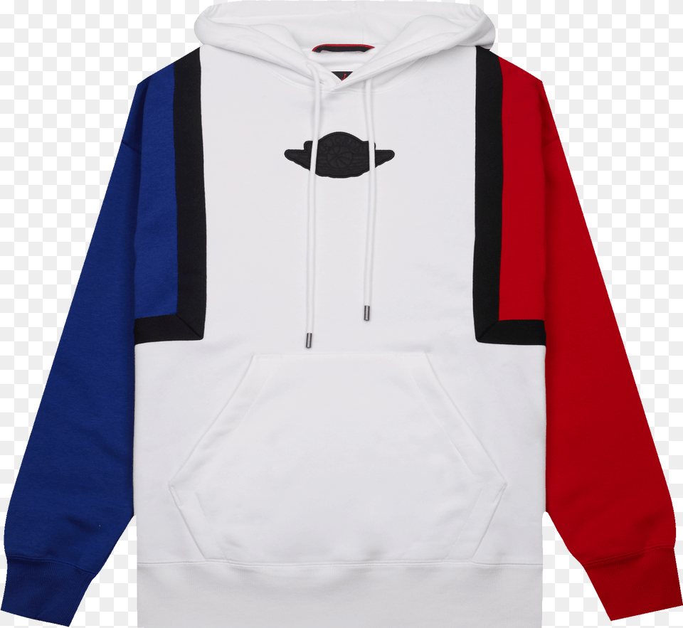 Jordan Jacket White Blue And Red, Clothing, Hood, Hoodie, Knitwear Free Png