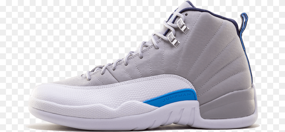 Jordan Retro 12 Basketball Shoe Men39s Greybluewhite, Clothing, Footwear, Sneaker Png Image