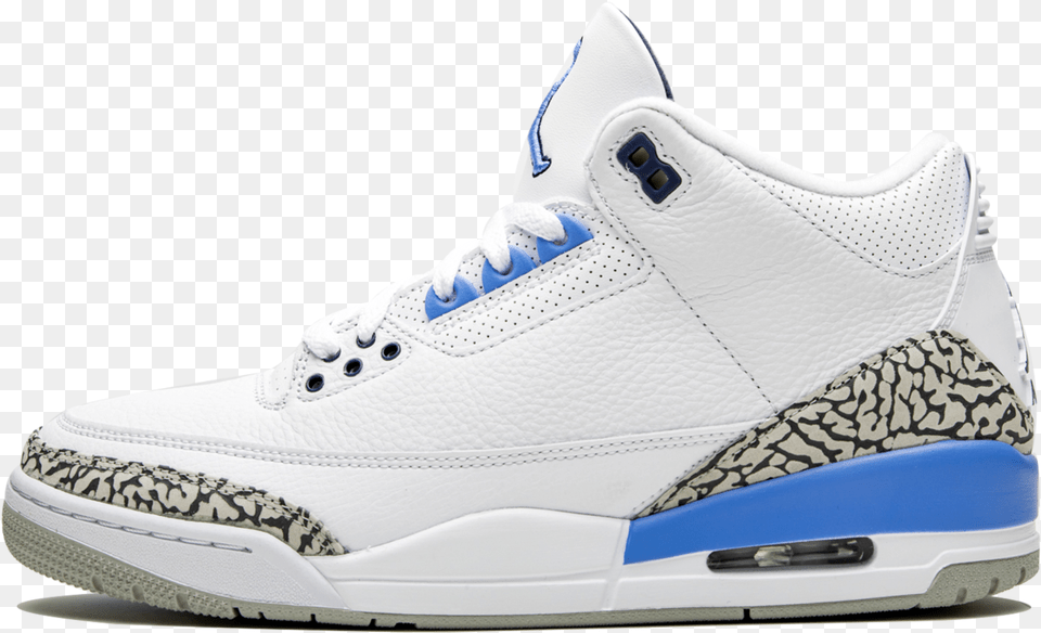 Jordan Retro 3 Unc, Clothing, Footwear, Shoe, Sneaker Free Png Download