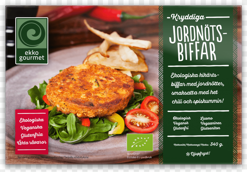 Jordnotsbiffar Ekkogourmetab Ekko Gourmet Spicy Peanut Burger Jordnotsbiffar, Advertisement, Food, Lunch, Meal Png