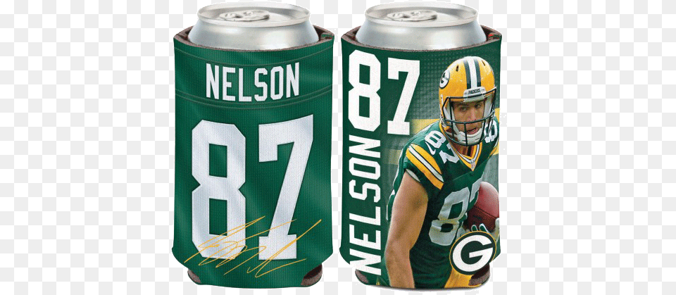 Jordy Nelson Packer Player Can Cooler 12 Pc Min Green Bay Packers Jordy Nelson Can Cooler, Person, Helmet, Tin, American Football Free Png