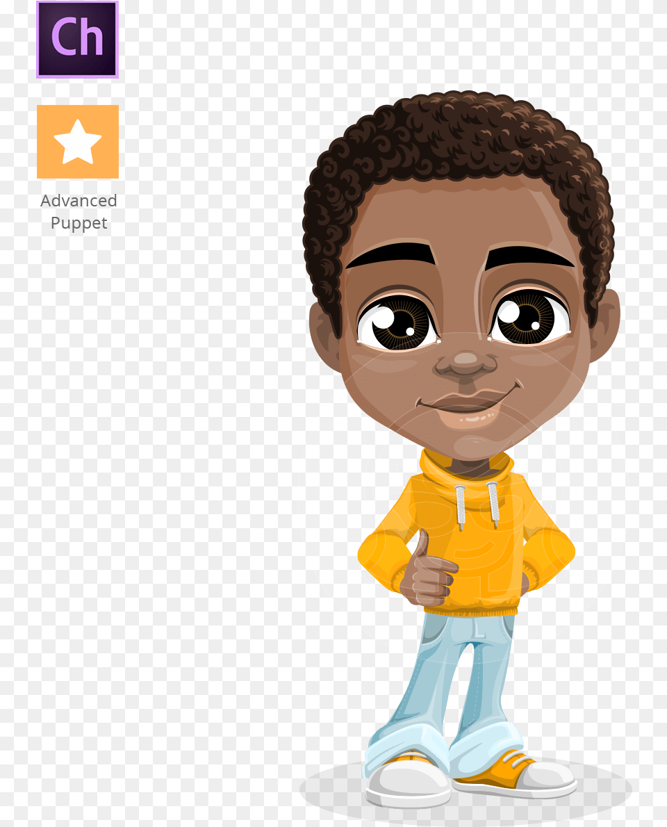Jorell The Playful African American Boy Puppet African American Boy Cartoon, Face, Portrait, Clothing, Coat Free Transparent Png
