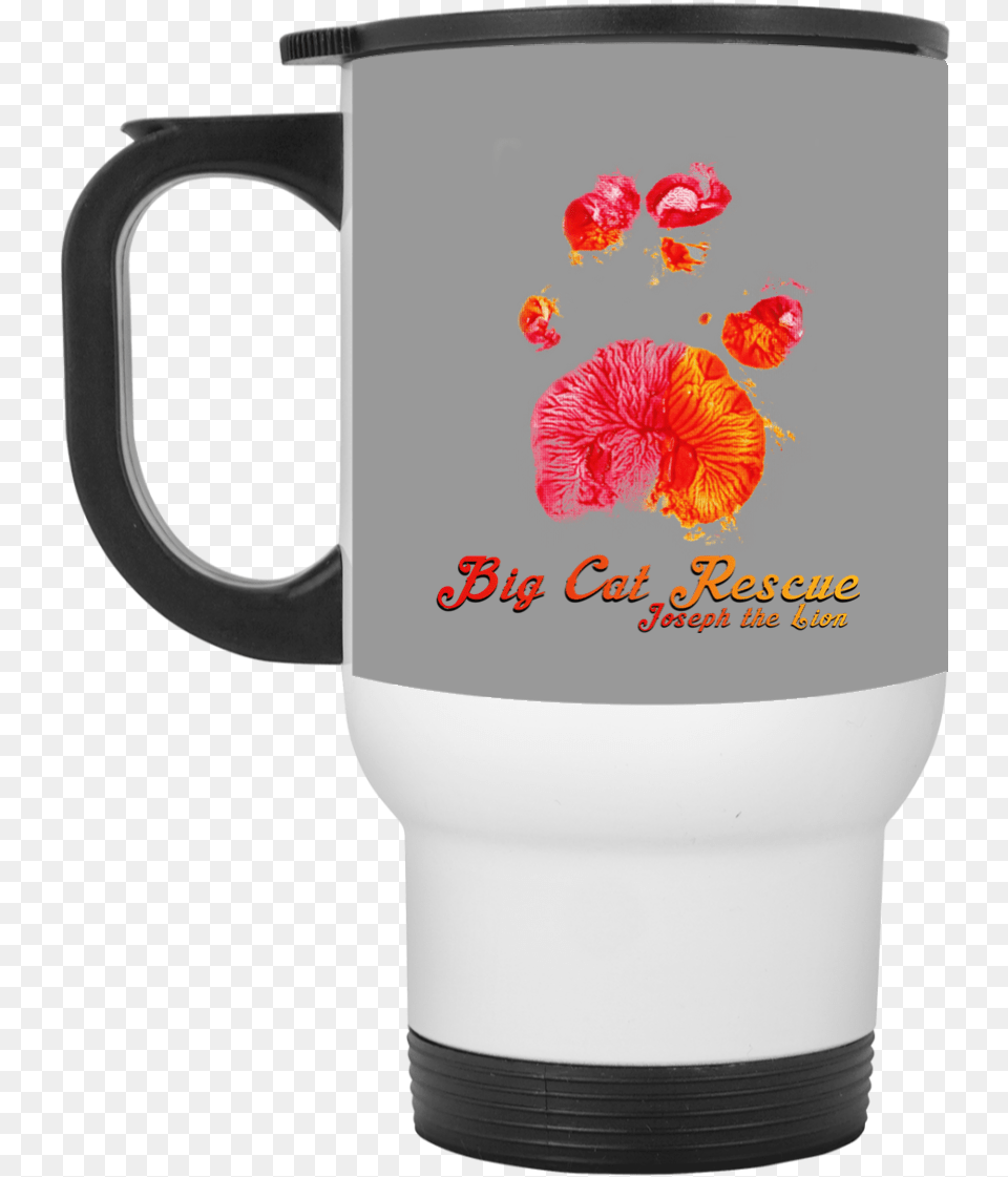 Joseph The Lion Paw Print Xp8400w White Travel Mug, Cup, Flower, Plant, Beverage Free Png Download