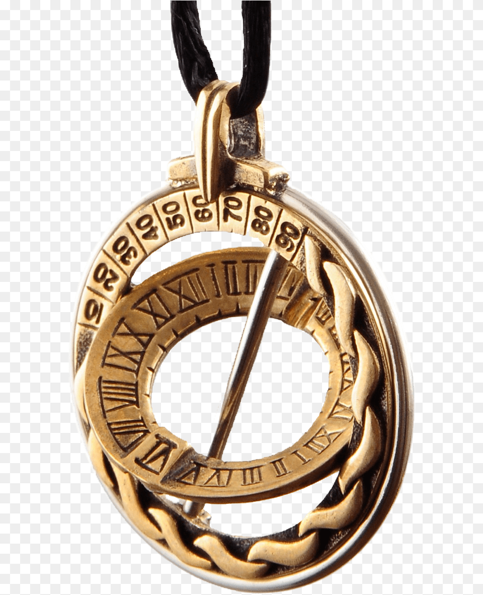 Josh Gates Sundial Necklace, Accessories, Gold, Pendant Png Image