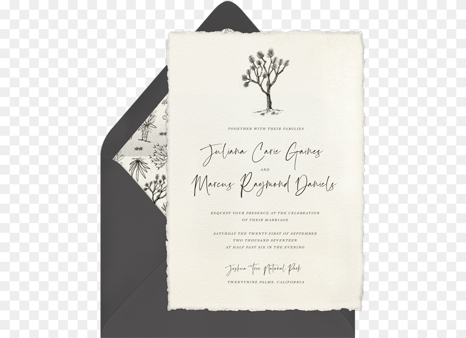 Joshua Tree Invitations In Creme Wedding Response Card, Plant, Text Png