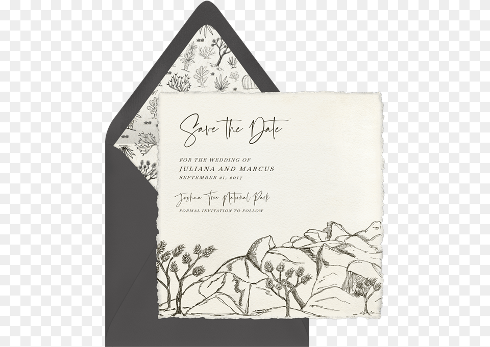 Joshua Tree Save The Dates Greenvelopecom Horizontal, Envelope, Mail, Plant, Greeting Card Free Png Download