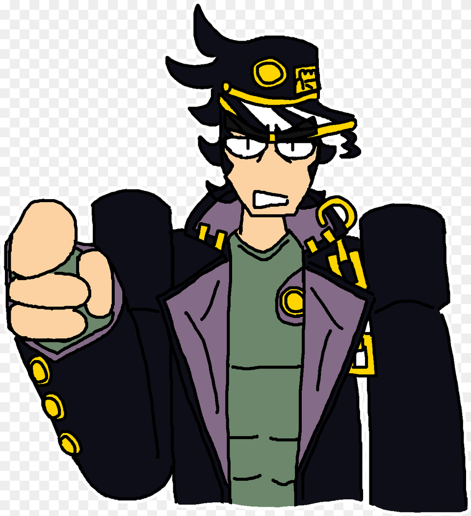 Jotaro Cartoon, Person, Hand, Body Part, Male Png Image