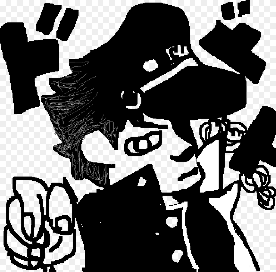 Jotaro Kujo Art Black White, Silhouette, Stencil, Person, Publication Png