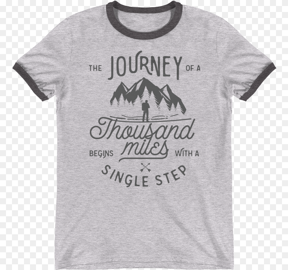 Journey Ringer T Shirt Journey Of A Thousand Miles Quotes Wanderlust, Clothing, T-shirt, Person Free Png