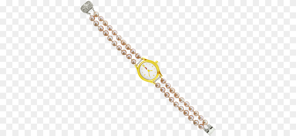 Jpearls Jpjl 109 Two String Pink Pearl Watch Bracelet, Accessories, Wristwatch, Arm, Body Part Png Image