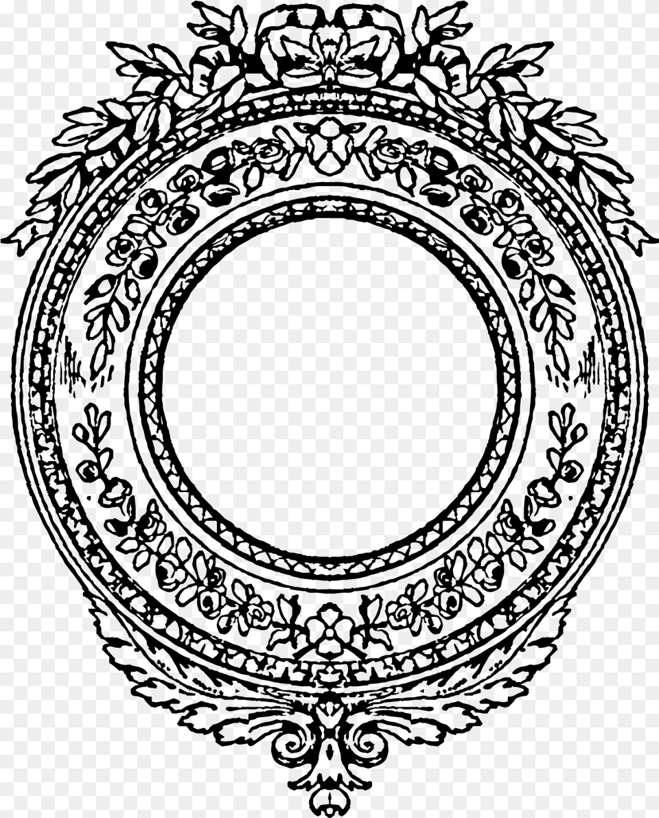 Jpeg Art Nouveau Frame Round, Gray Free Png Download