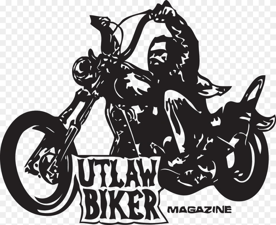 Jpg Black And White Biker Drawing Outlaw Biker Tattoo, Motorcycle, Transportation, Vehicle, Machine Free Transparent Png