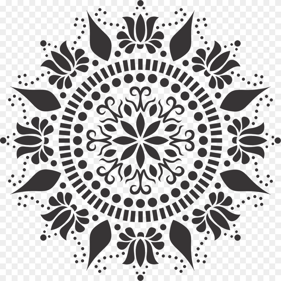 Jpg Black And White Lotus Stencil Easy And To Use Painted Mandala Stencil Download, Art, Floral Design, Graphics, Pattern Free Png