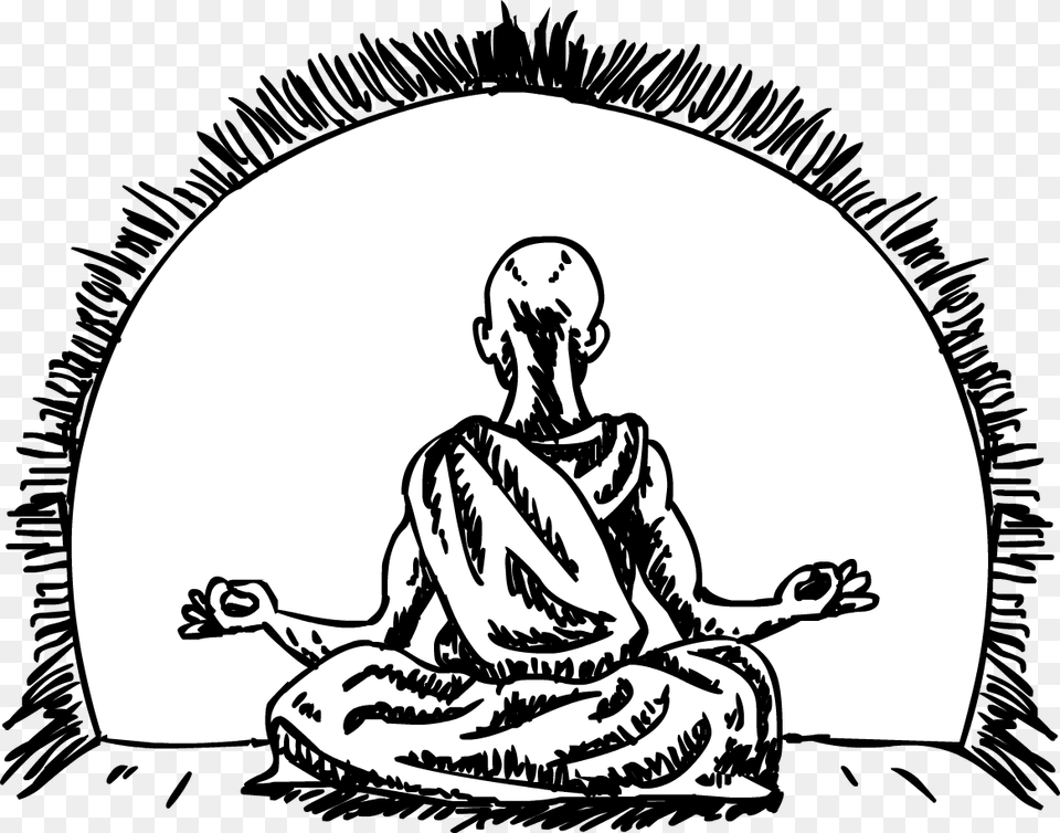 Jpg Black And White Turbonomic Supports All Major Hypervisors Meditating Monk Illustration, Art, Adult, Bride, Female Free Transparent Png
