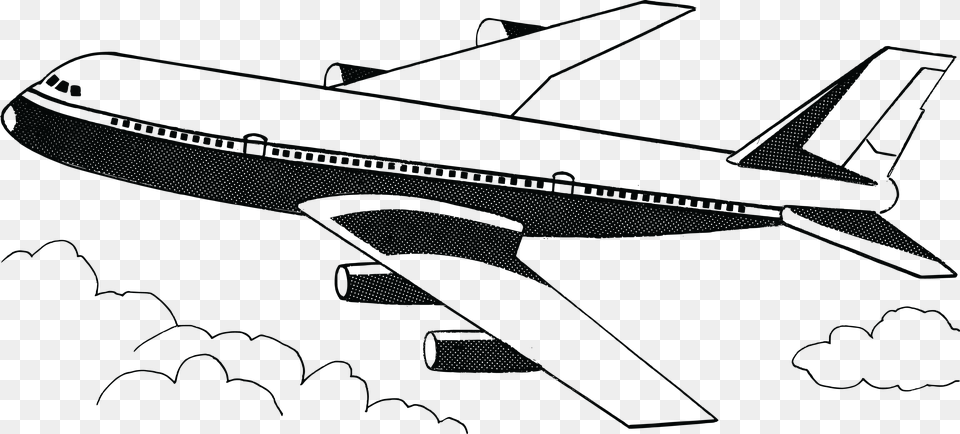 Jpg Eps Ai Svg Cdr Airplane Black And White, Aircraft, Airliner, Transportation, Vehicle Free Transparent Png