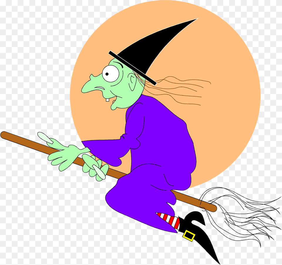 Jpg Library Download Witch On A Broomstick Clipart, People, Person, Baby, Cleaning Png Image