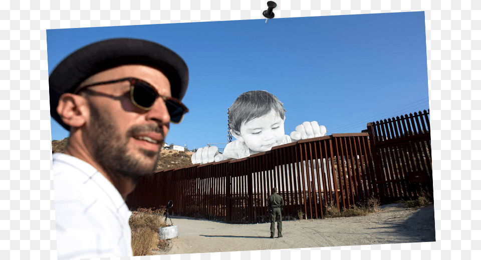Jr Places Giant Baby At U Us Border Wall Baby, Accessories, Sunglasses, Fence, Male Free Png Download