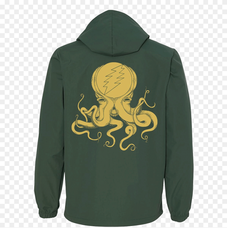 Jrad Octopus Logo Hooded Windbreaker Hoodie, Clothing, Sweater, Knitwear, Sweatshirt Free Png Download