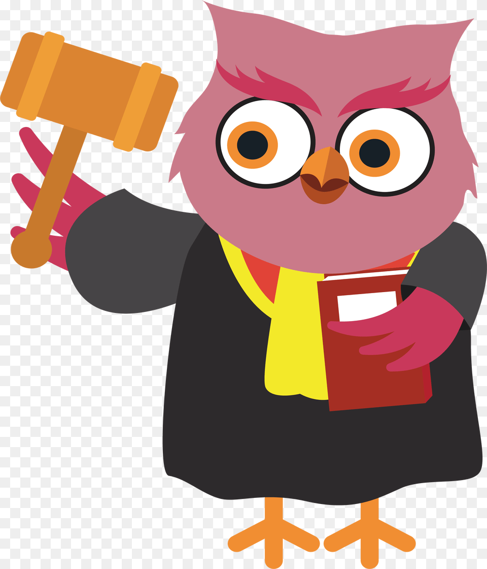 Judge Cartoon Court Law Owl With Scales And Gavel Png Image