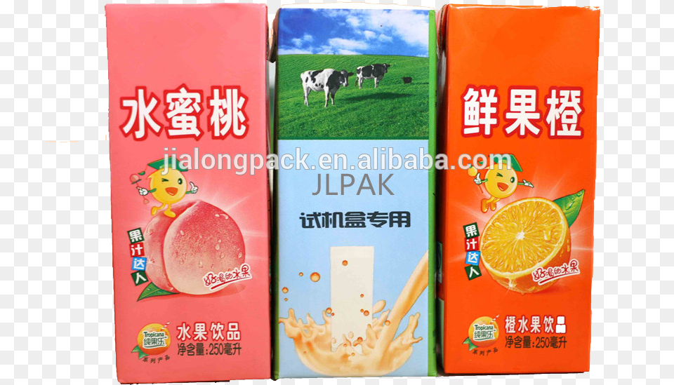 Juice And Milk Aseptic Brick Carton With Strawpackaging Orange, Produce, Plant, Fruit, Food Free Transparent Png