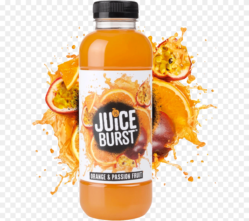 Juice Bottle Juice Burst Orange And Passion Fruit, Beverage, Orange Juice, Plant, Produce Free Transparent Png