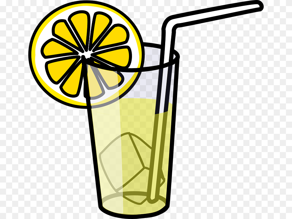 Juice Glass Lemonade Straw Iced Beverage Lemon Lemonade Clipart, Dynamite, Weapon Free Png Download