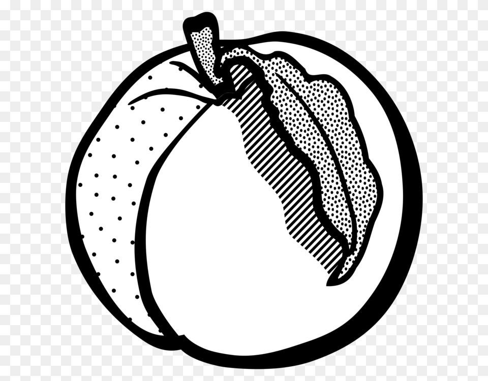Juice Peach Drawing Line Art Black And White, Food, Produce, Nut, Plant Free Png