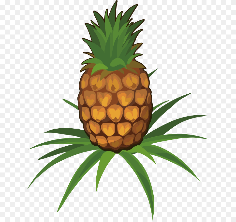 Juice Pineapple Fruit Clip Art Cartoon Pineapple On Plant, Food, Produce Free Png
