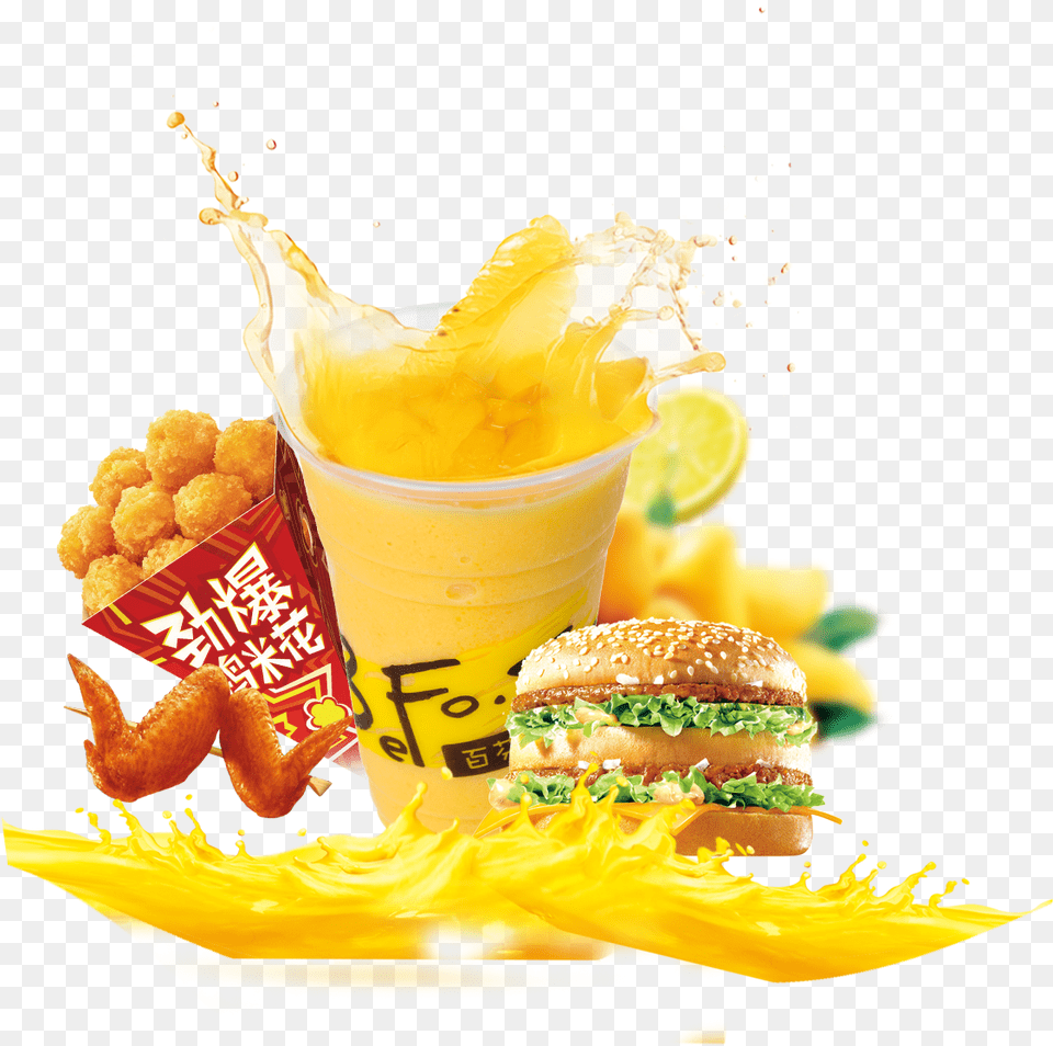 Juice Photo Chicken Popcorn, Burger, Food, Beverage, Lunch Free Transparent Png
