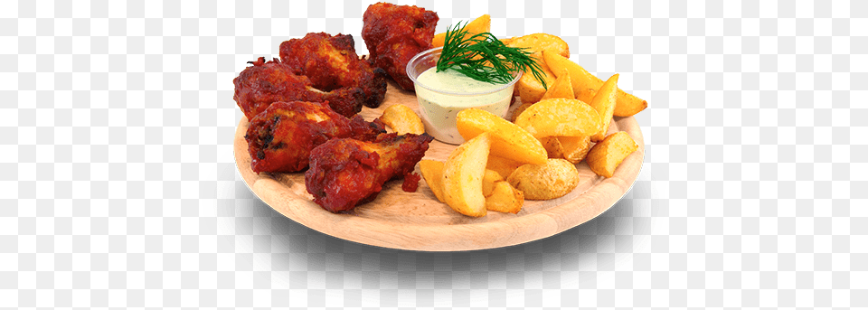 Juicy Chicken Wings Meal Wings With Potatoes, Food, Fried Chicken, Dish, Food Presentation Free Transparent Png