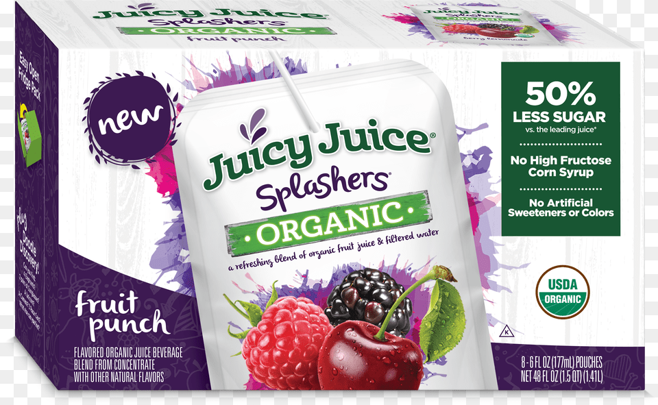Juicy Juice Splashers Organic Fruit Punch 6 Fl Oz Juicy Juice Splashers Organic, Berry, Food, Plant, Produce Png Image