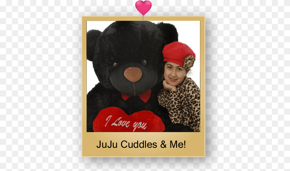 Juju Cuddles Giant Black Teddy Bear Life Size, Hat, Child, Clothing, Person Png