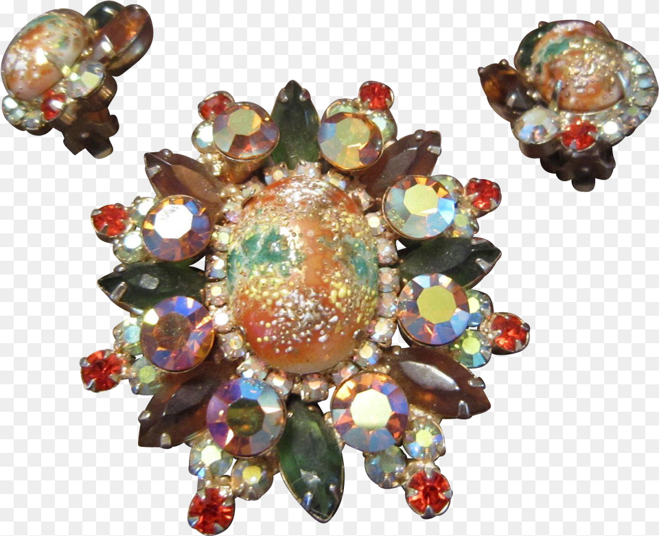 Juliana Easter Egg Brooch And Earrings With Multicolored Crystal, Accessories, Gemstone, Jewelry, Necklace Png