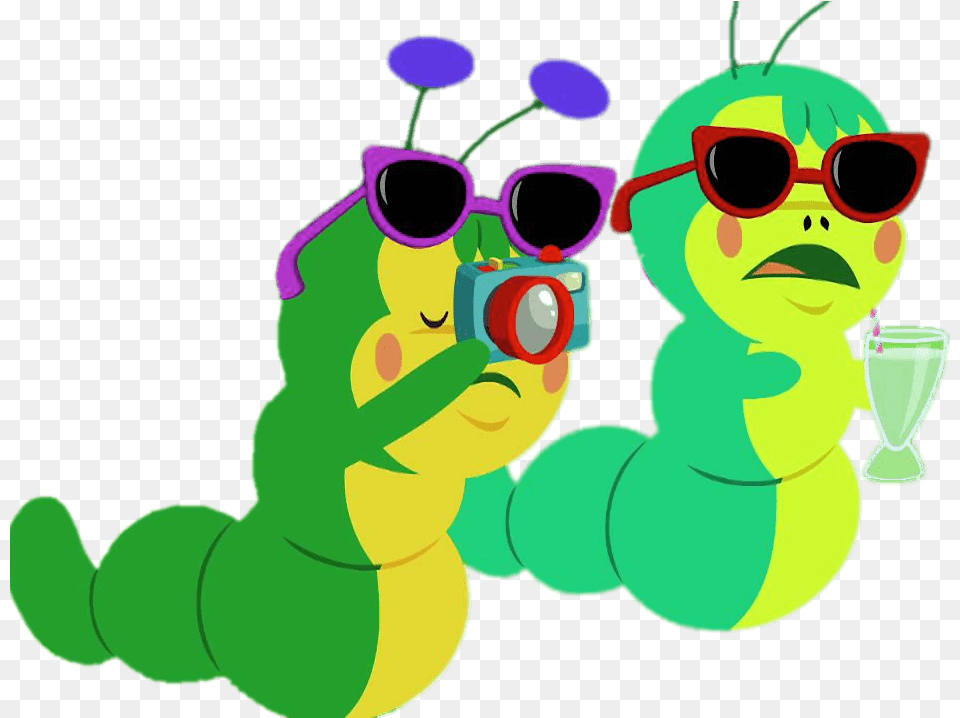 Julius Jr Characters Sylvia And Gloria The Caterpillars Caterpillar, Accessories, Green, Sunglasses, Glasses Png Image