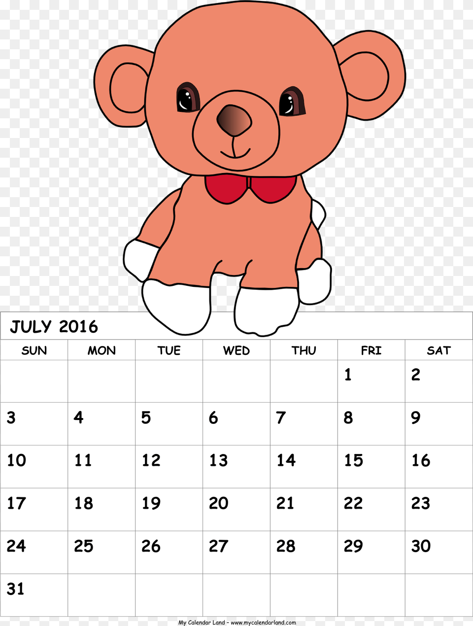 July 2016 Calendar Vertex Calendar May 2018 For Kids, Text, Animal, Bear, Mammal Free Png Download