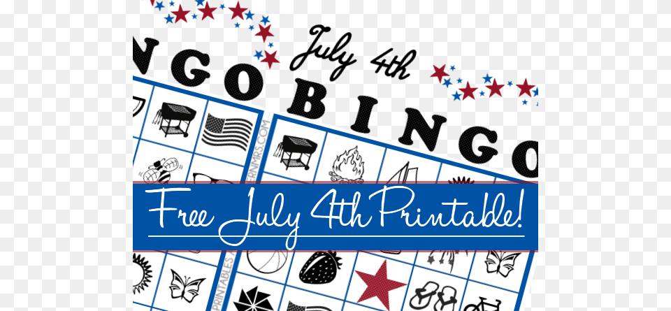 July 4th Bingo Cards Printable For Kids A Modern Bingo Card, Text Png