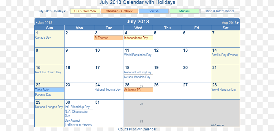 July Calendar 2018 Printable Template May 2018 Holiday Calendar, Text Free Png Download
