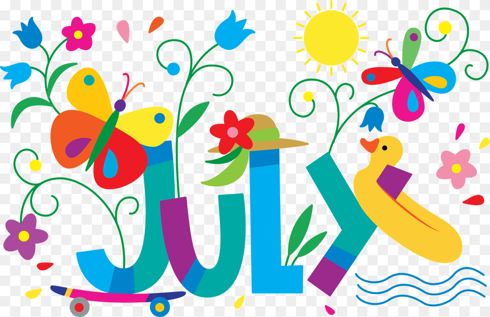 July Clipart, Art, Graphics, Floral Design, Pattern Free Png