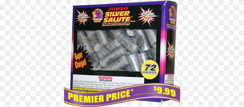 Jumbo Silver Salute Firecrackers 72 Ct Salute, Weapon, Dynamite, Can, Tin Png Image
