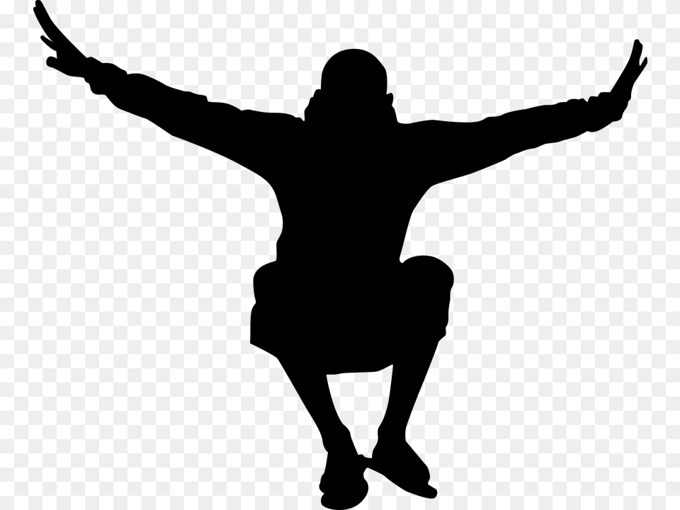 Jump Silhouette Image Man Jumping Silhouette, Gray Free Png Download