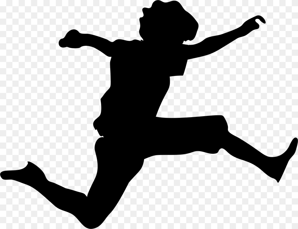 Jumping Boy Silhouette Icons, Gray Free Png