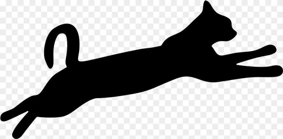 Jumping Cat Silhouette, Gray Png Image