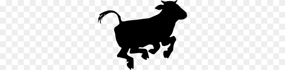 Jumping Cow Clip Art, Silhouette, Stencil, Livestock, Animal Png Image